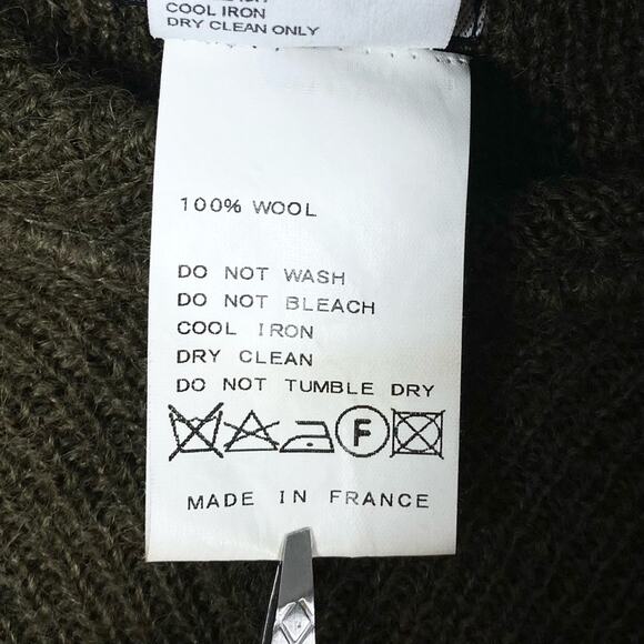 MARC LE BIHAN Cardigan Sweater OS FRANCE Wool Raw-Hem Plaid-Sailor-Collar CutOut - Picture 6 of 13